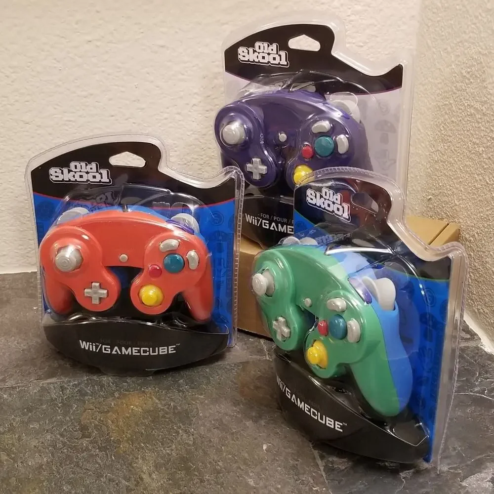 3 Gamecube Controllers - 3 Colors Bundle (NEW) - Red Green Purple - Nintendo